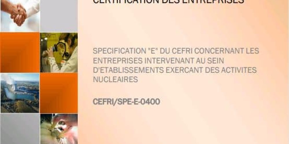Mise à jour de la spécification E du CEFRI